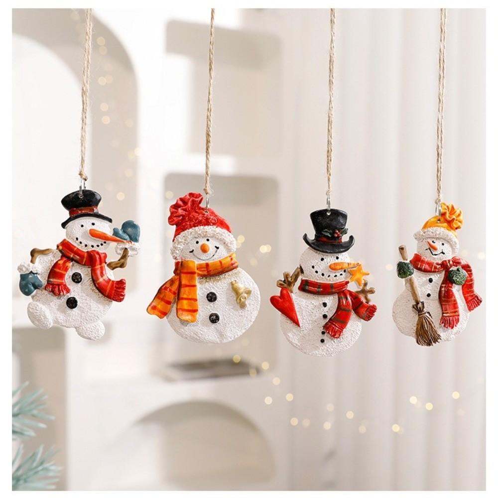 Retro Resin Christmas Tree Hanging Santa Claus Snowman Small Xmas Tree Ornaments DIY Christmas Decorations Party Supplies