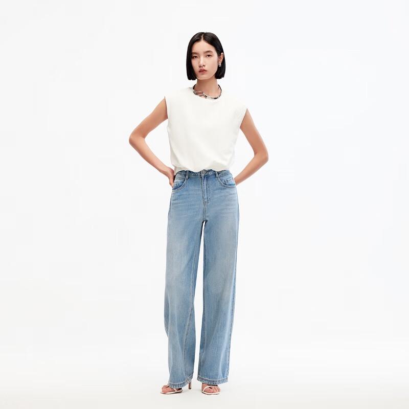 VEROMODA High-Waist Wide-Leg Distressed Jeans