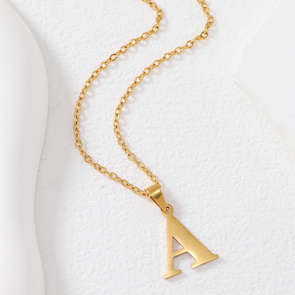 Polished Stainless Steel Alphabet Necklace - Women's Daily Wear Clavicle Chain