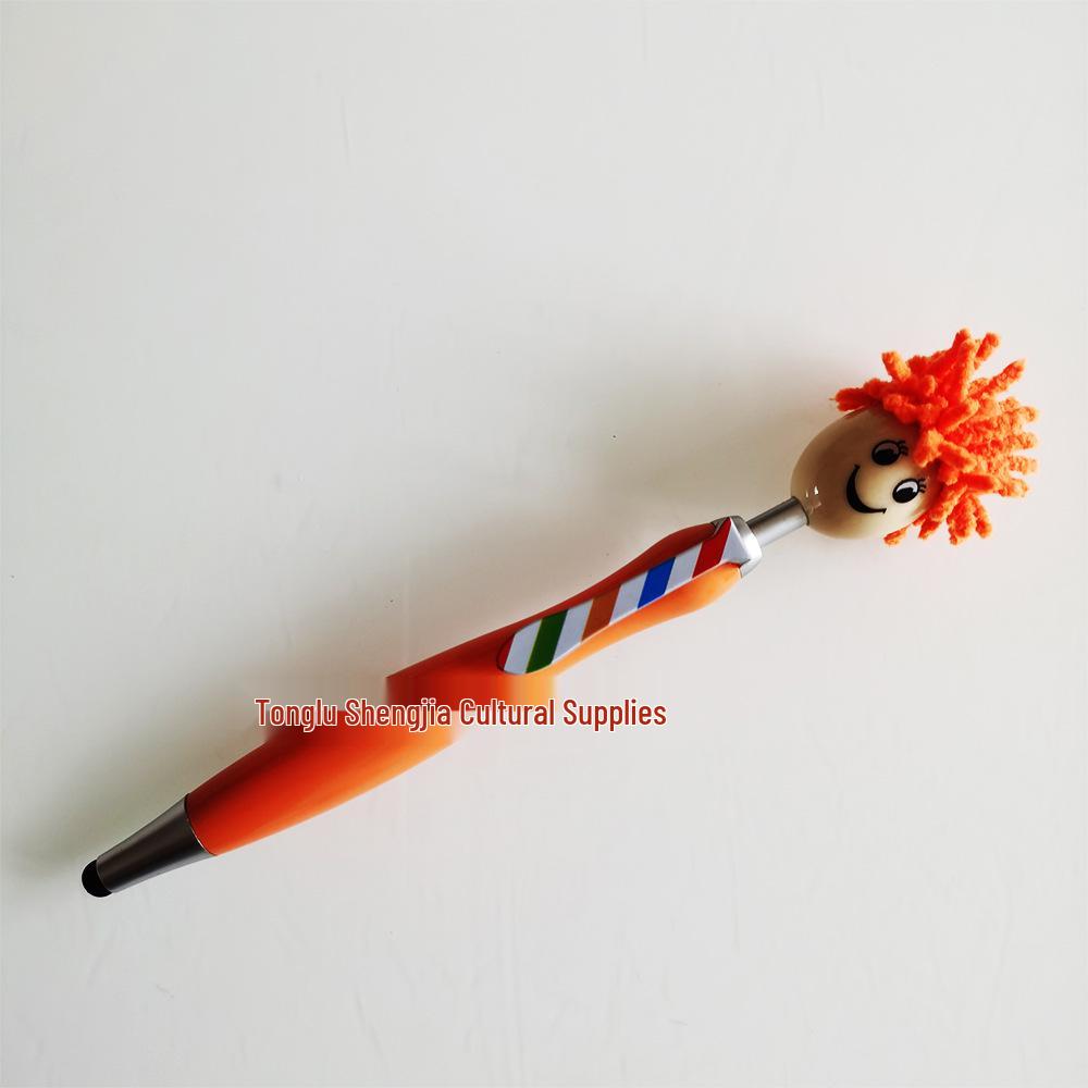 Christmas Cartoon Plush Doll Smiley Face Ballpoint Pen
