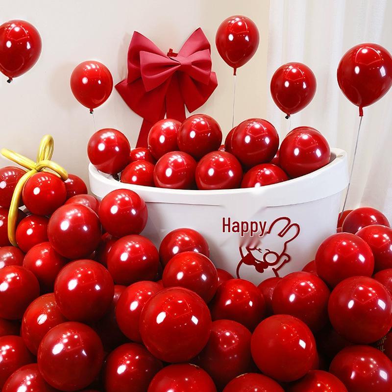 Pomegranate Red 10-inch Wedding Celebration Balloons - Room Decor Single Layer 10-inch Pomegranate Red (100 pcs)