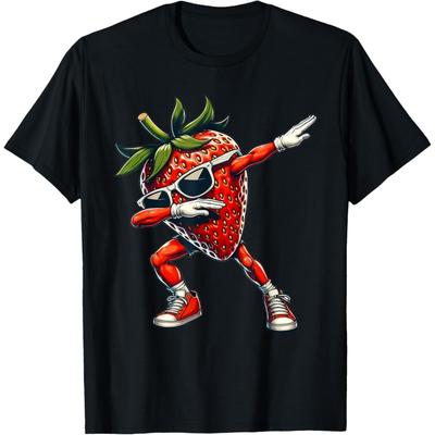 Dabbing Red Strawberry _ Funny Red Berry with Strawberry T-Shirt