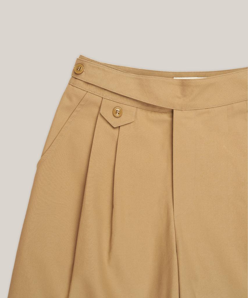 OURO Button Strap Midi Pants [ Beige ]
