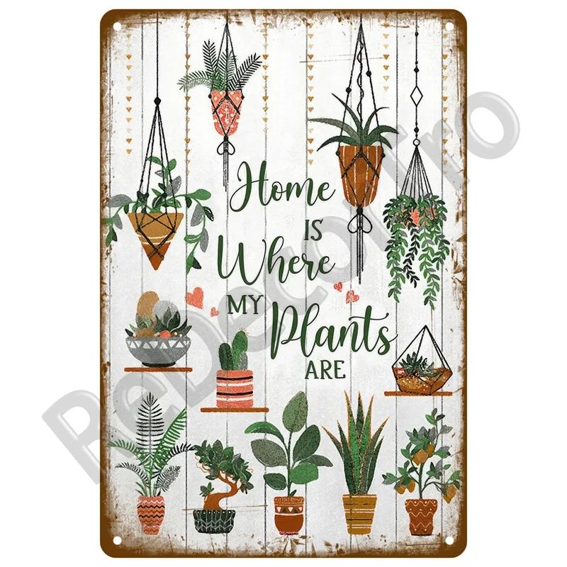 Retro Flower Tin Sign Gardening Metal Sign Vintage Garden Club Outdoor Indoor Home Wall Hanging Decorative Plaque Plates Farm