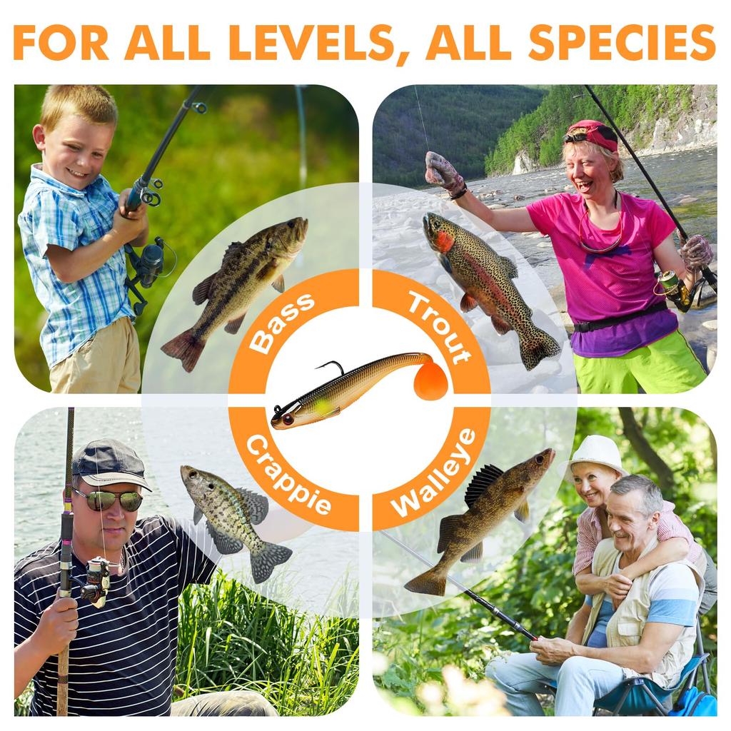 TRUSCEND Shad Perfect for Family Easy for Kids to Achieves a Great Suitable for Any Water Suitable for Sea and Various Fish Species Lure Fishing.