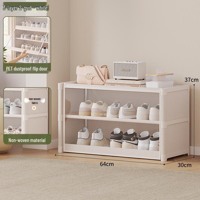 Sturdy Multi-layer Shoe Rack with Dustproof Transparent Shelves, Ideal for Home or Dorm.