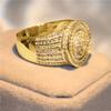 Huitan Noble Women's Gold Color Rings Full Paved CZ Bling Bling Wedding Band Accessories Lady Trendy Zircon for Party