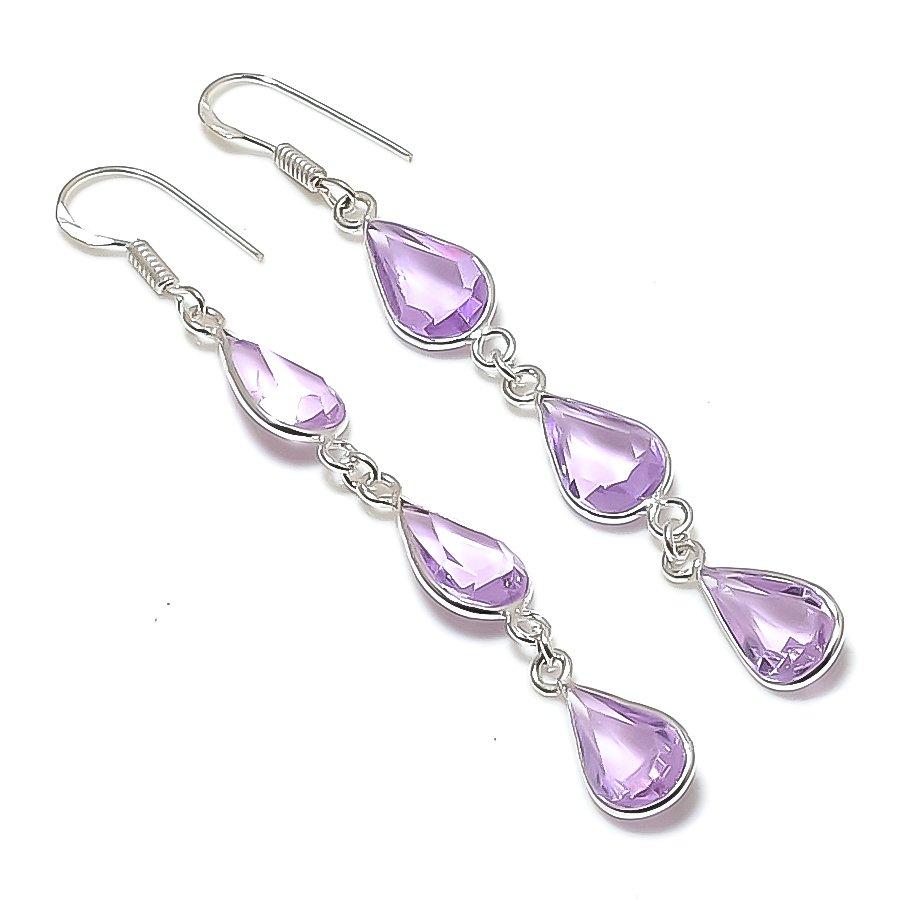 Natural Alexandrite Quartz 925 Sterling Silver Jewelry Earring 2.99" AEE-11262
