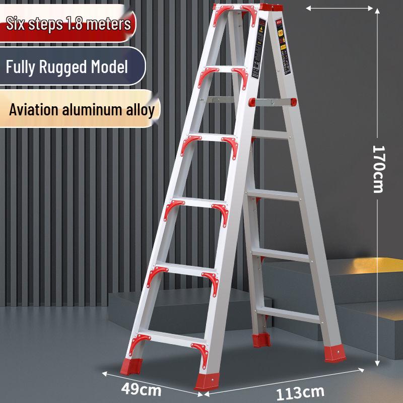 Double-Sided Aluminum Alloy Folding Step Ladder - Ladder Free Shipping, Widened & Thickened for Household or Attic Use