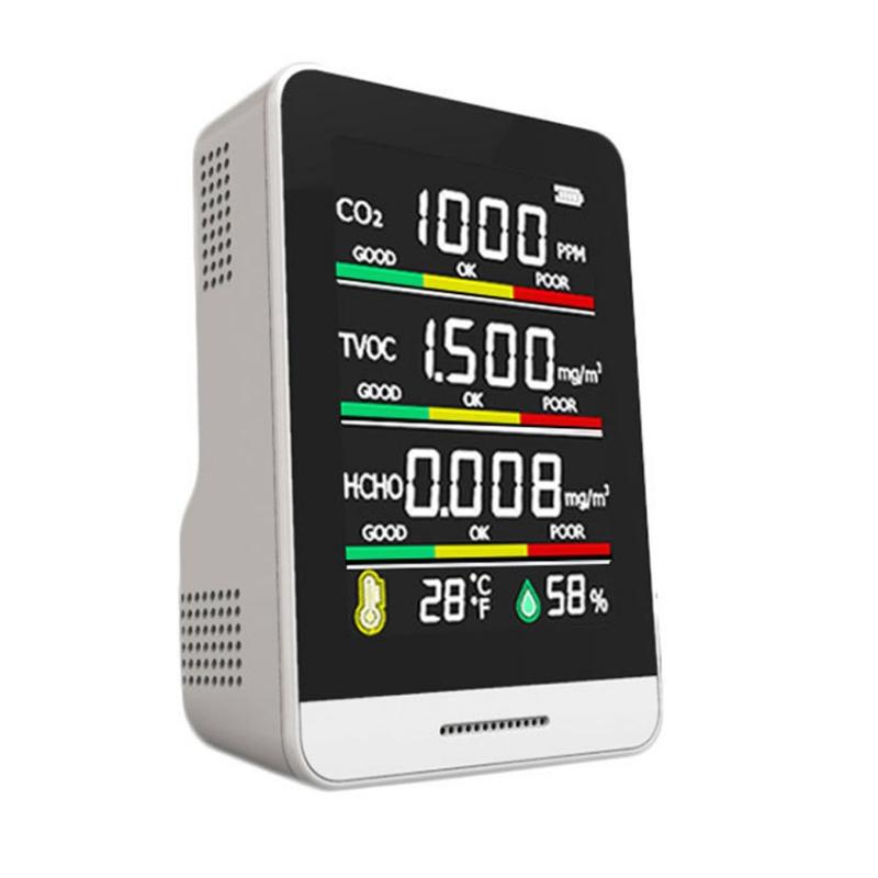 CO2 Formaldehyde Meter Temperature and Relative Humidity Carbon Dioxide Detector Air Quality Monitor NDIR Channel Sensor