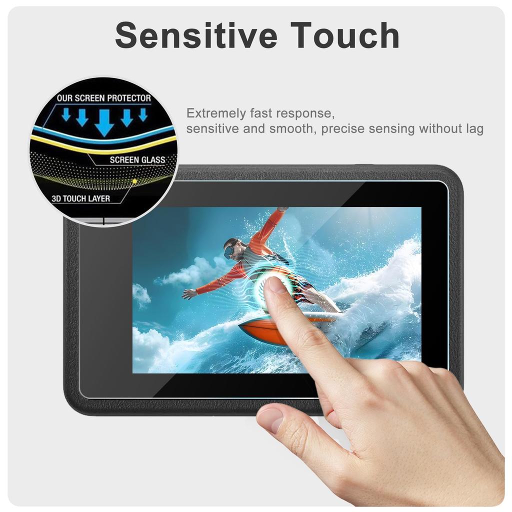 FitStill Tempered Glass Film Set for DJI Osmo Action 5 3 Screen Protectors 3 Protectors 3 Lens Protectors 1 Silicone Lens 9H and Pro + Sub-Screen + +