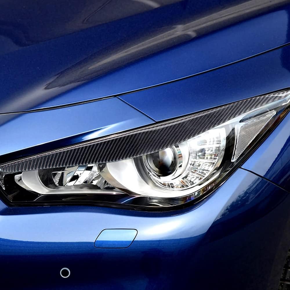 Carbon Fiber Front Headlight Eyebrow Eyelid Cover Trim for Infiniti Q60 2015-2022,Headlight Eyelids Trim,Q60 Accessories Headlamp Decoration