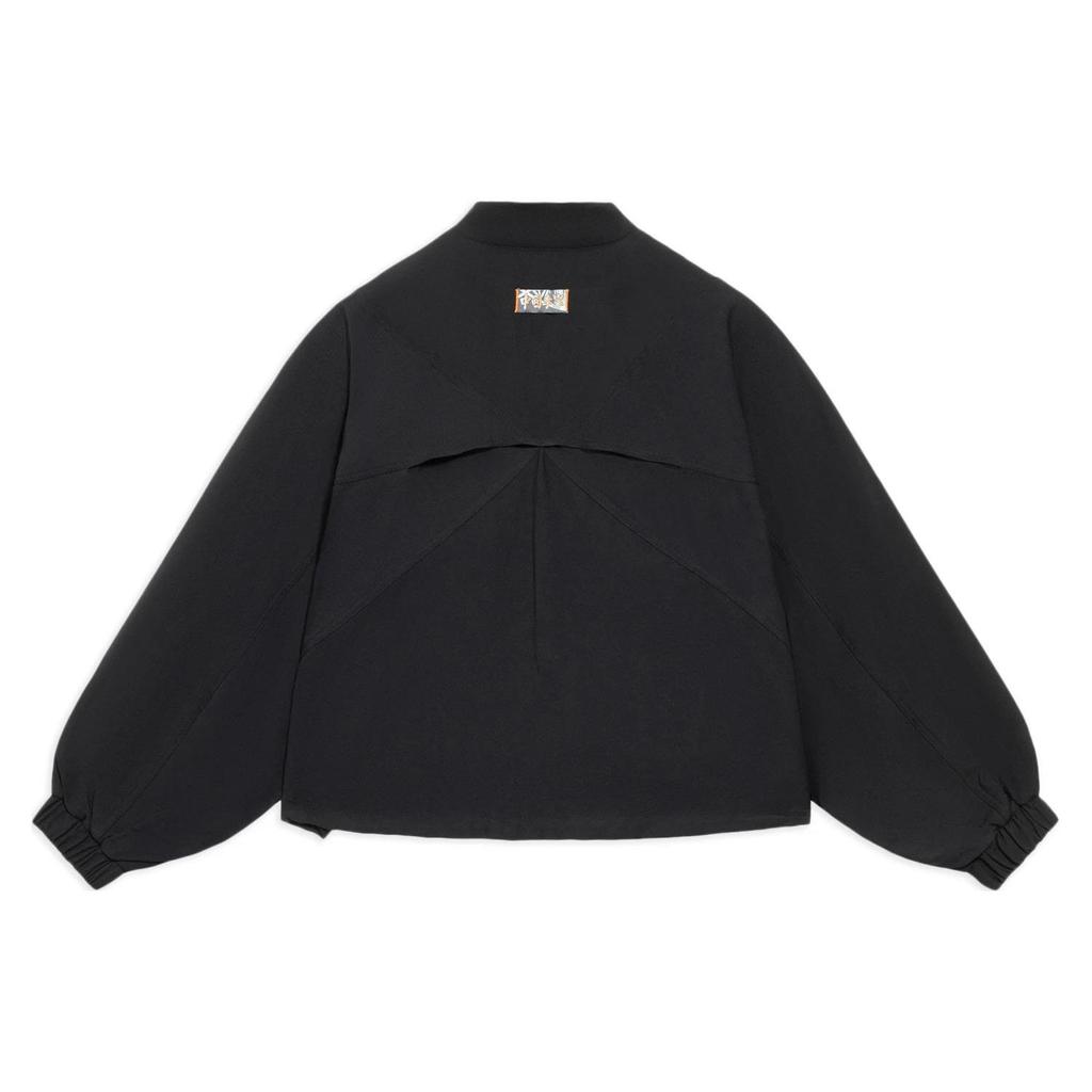 Li Ning Solid Color Spliced Logo Loose Casual Jacket Women Jacket Black AFDS210-2