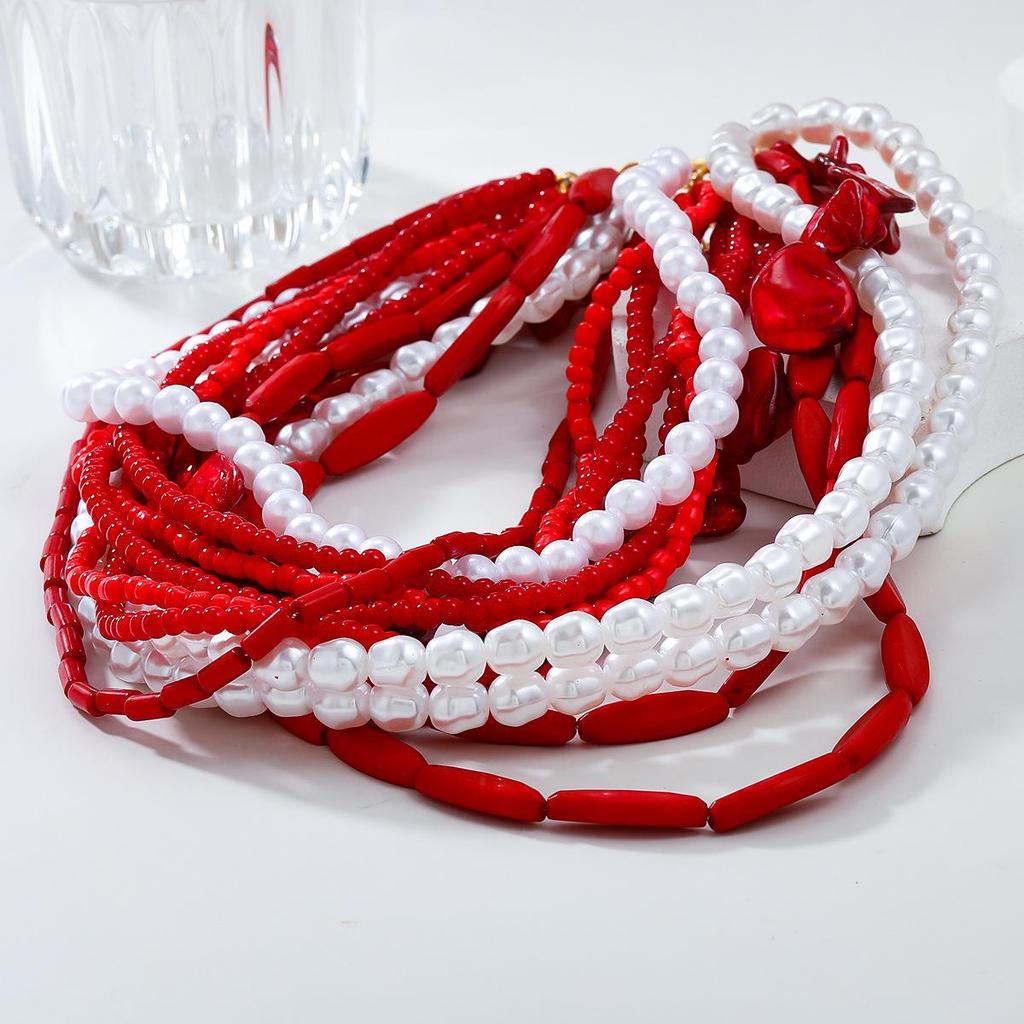 Bohemian Multi-Layer Imitation Pearl Necklace: European & American Ethnic Style