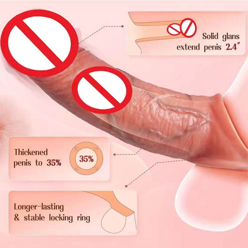Cheap Soft Cock Realistic Male Penis Training Sex Toy Penis Enlarger Extender for Men Remote Control Realistic Dildo Male Adults