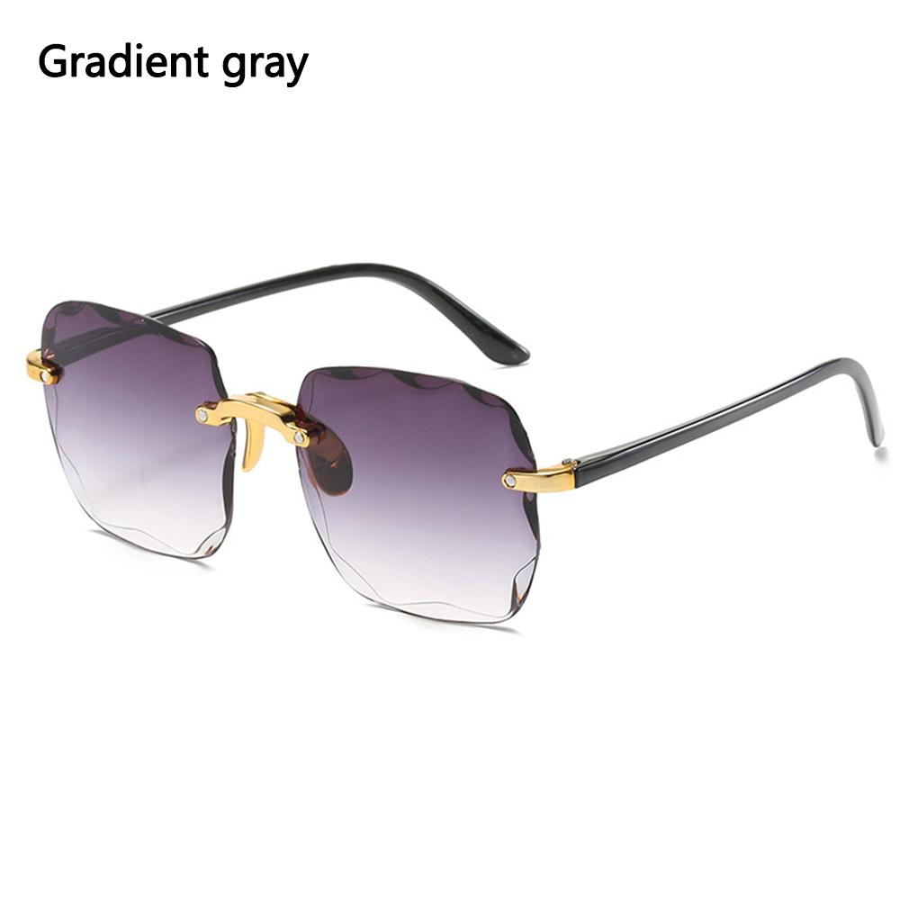 Square Rimless Sunglasses Women Tinted Frameless Eyewear Vintage Transparent Gradient Sun Glasses Uv400 Protection Summer Shades