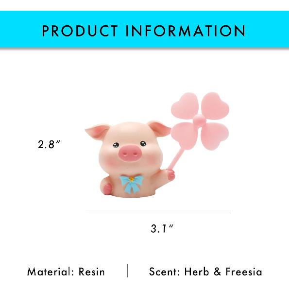 ADR. Cute Pig Car Air Fresheners Vent Clip, Spinning Fan Aroma Diffuser, Gift For Women (Pig)