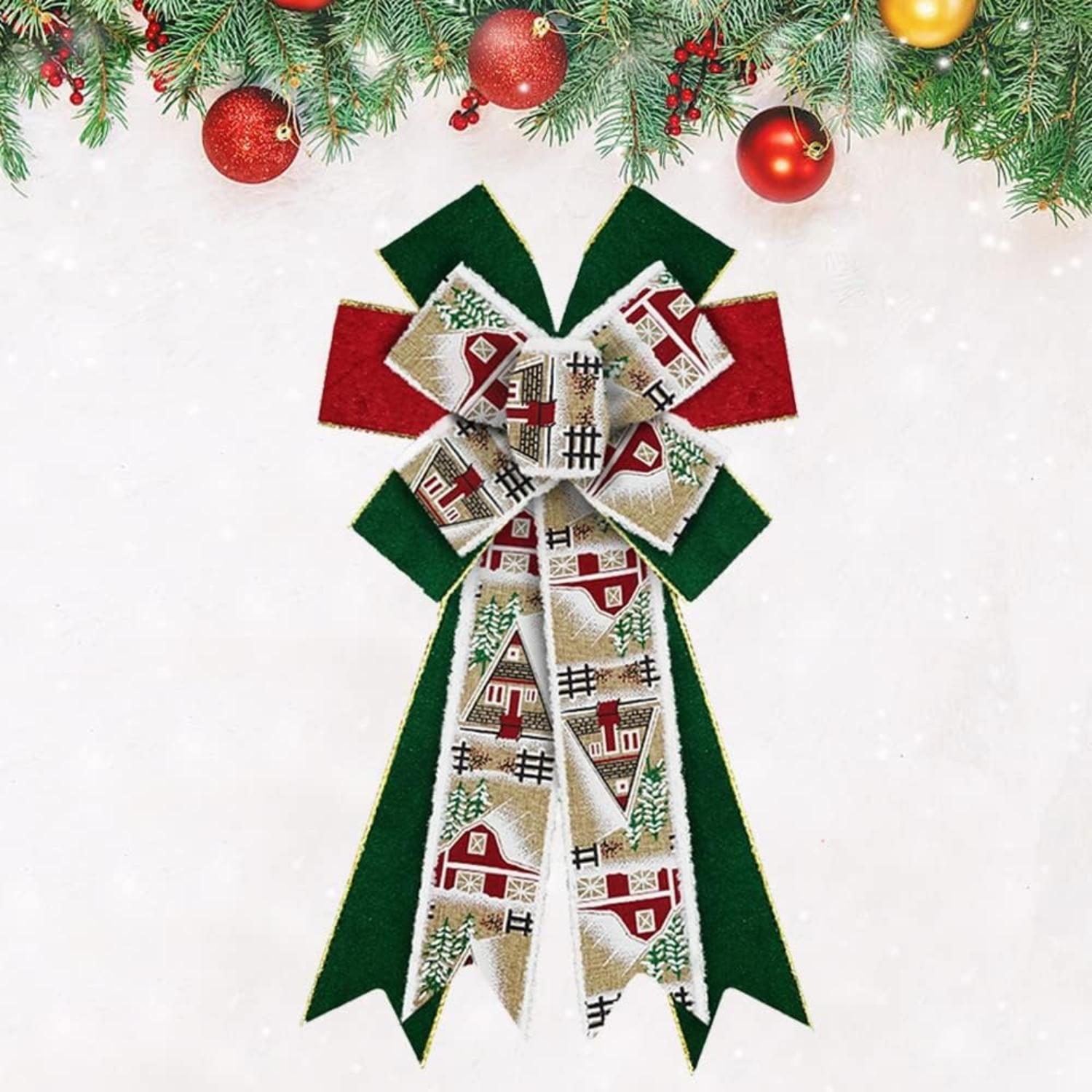 

Большие рождественские банты для венка Рождественские банты для венка Бархатные для Рождества Снежные Зимние Праздничные Верхушка для елки Украшения на входную дверь Бант 20.81in x 11.42in