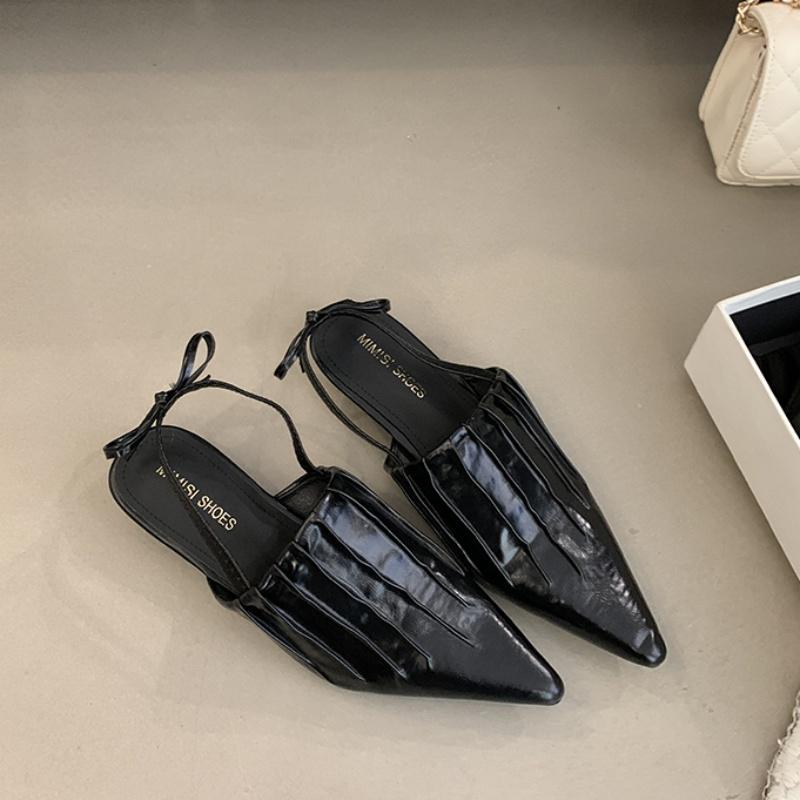 

Мода Bailamos 2025 Весна Новый Бренд Женские Сандалии Мода Острый Носок Неглубокие Слипоны Женские Туфли Слингбэки Низкий Клиновидный Каблук Мюли 39 чёрный