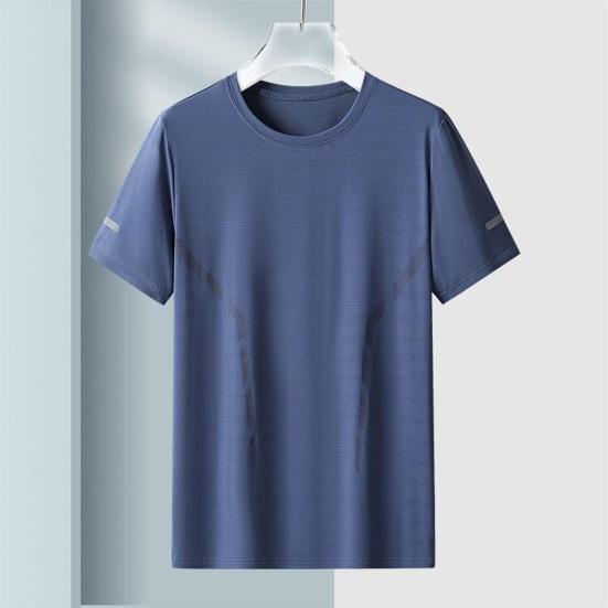 Men's Loose Fit Ice Silk T-Shirt with Round Neck and Short Sleeves - Casual and Sporty Daily Wear