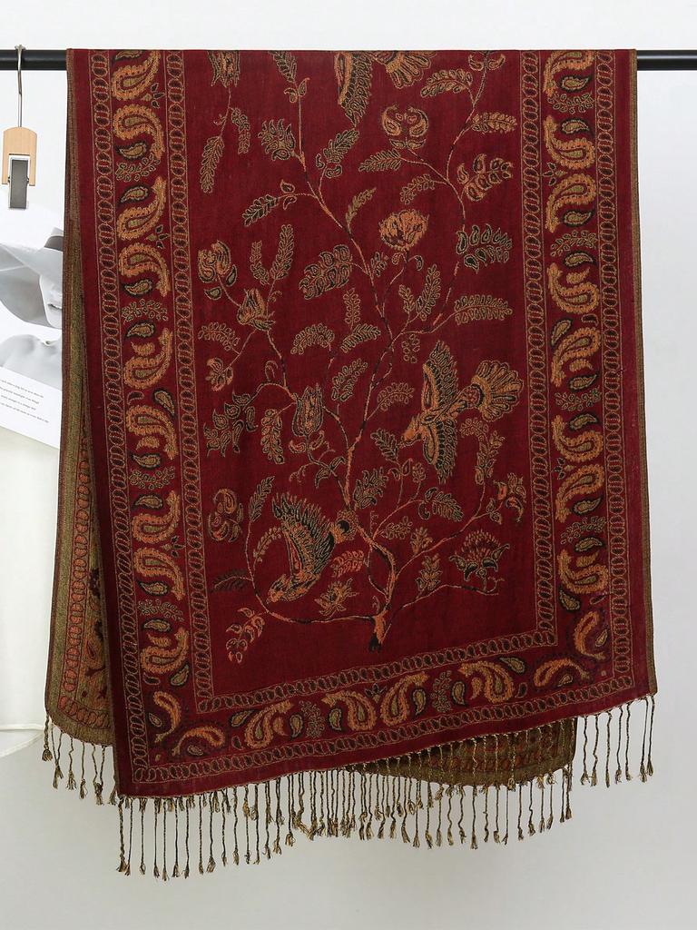 Winter Cashmere Pashmina Women Shawls And Wraps Women Floral Luxury Lady Warm Thick Scarves Blanket