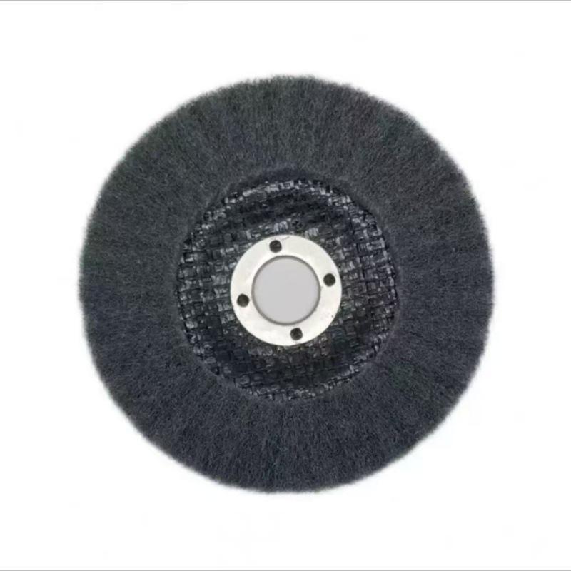 Ruiyan 4" Vertical Angle Flap Wheel: Abrasive Polishing & Wire Drawing Tool with Scouring Pad.