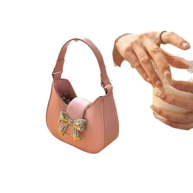 Mini Bow Knot Handbag Women Chic Crossbody Chain Bag Trendy Small PU Shoulder With Magnet