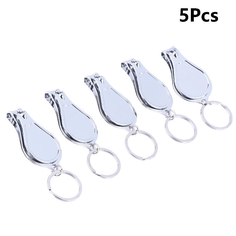 5Pcs Multifunctional Nail Clippers Set With Bottle Opener Keyring Metal Cutter Kit For Outdoor Manicure Travel Use