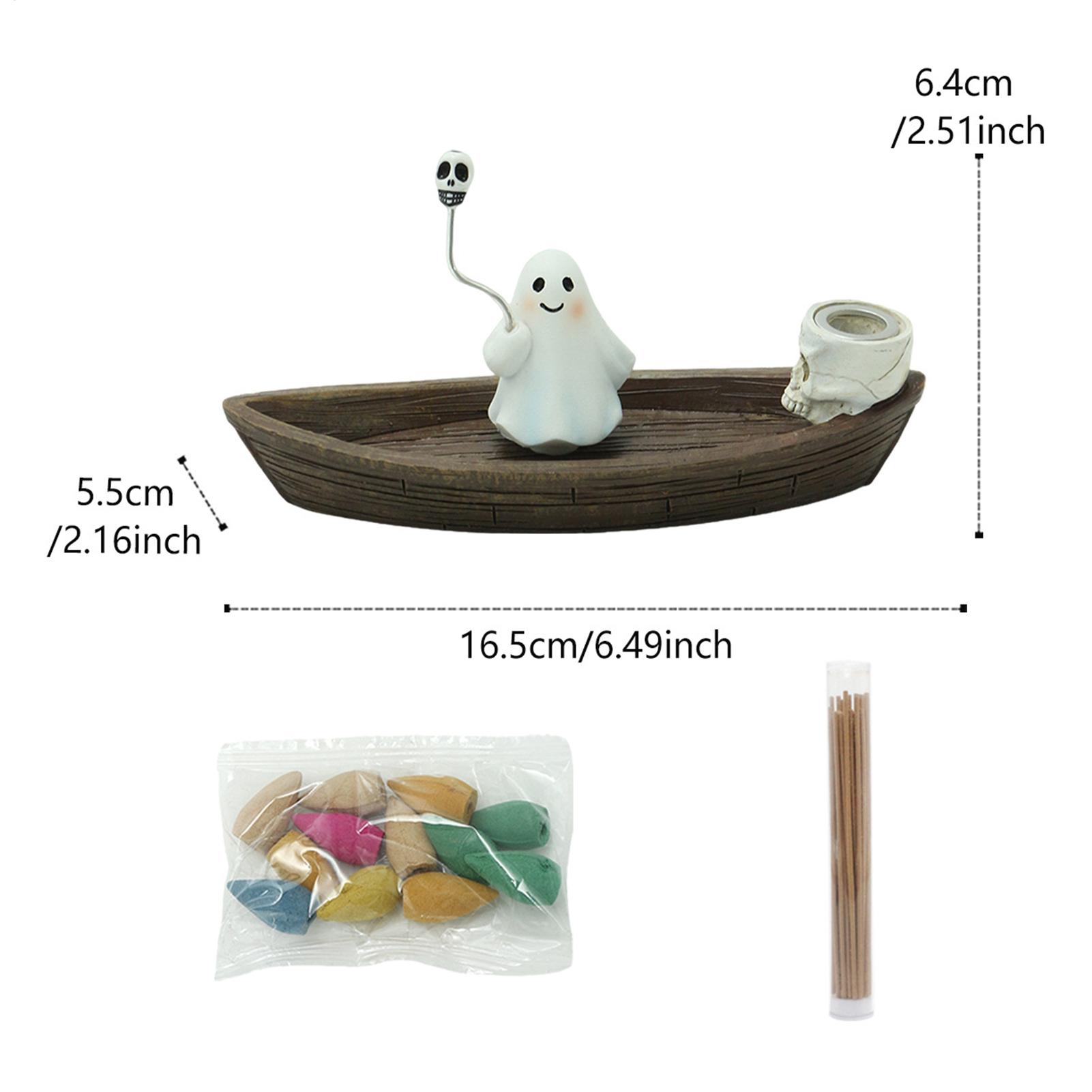 1Pc Ghost Incense Burner Holder Resin Skeleton Boat Aromatherapy Stand Halloween Home Decoration Skeleton Incense Burner Bracket CN