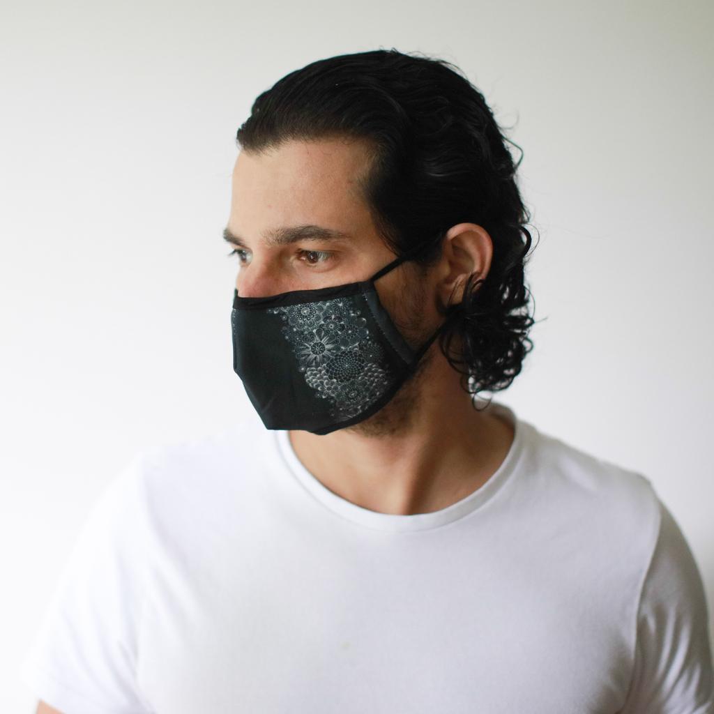 6x Black Elegance Reusable Face Mask with Filter Pocket (Adult)