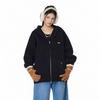 GROUND ZERO Unisex Embroidered Two-Way Zip Hooded Sweatshirt