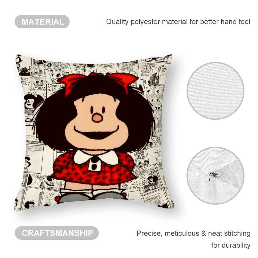 Cartoon M-Mafalda Cute Pillow Case Home Double-Sided Printing Short Plush Colorfast Microfiber Cushion Cover