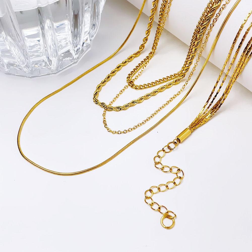 Fashion Design Multi-Layer Multi-Chain Necklace Female Popular Personality Temperament Titanium Steel Clavicle Chain