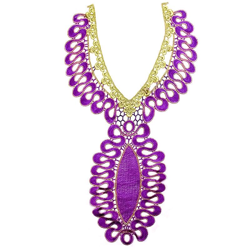 Color Heavy Industry Yarn-dyed Embroidered Collar, Gold Thread Embroidery, Large Fake Collar, Water-soluble Lace Collar, Hollow