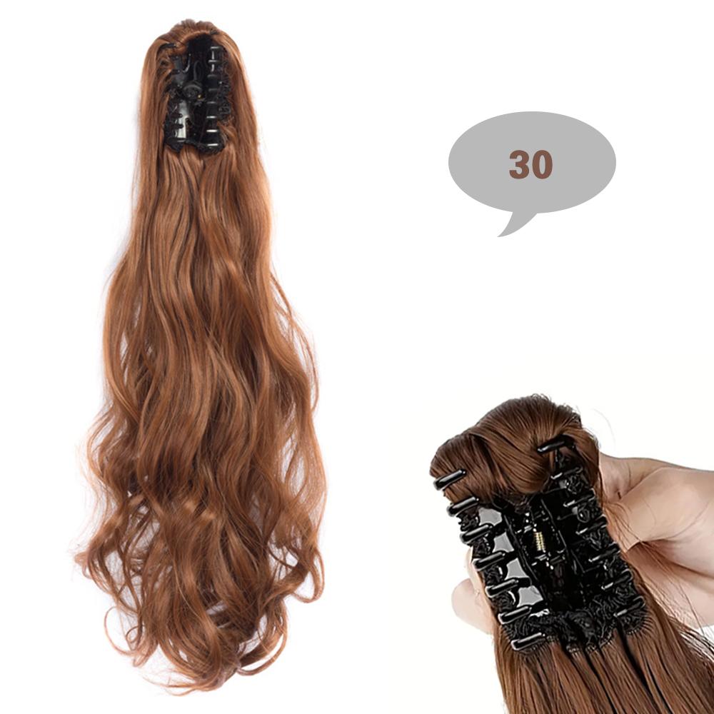 XINRAN Syntetyczny Długi Falowany Klips Pazur Kucyk Odporny na Ciepło Przedłużanie Włosów Naturalny Materiał Włosy Włókno Chemiczne Dla Pań Moda