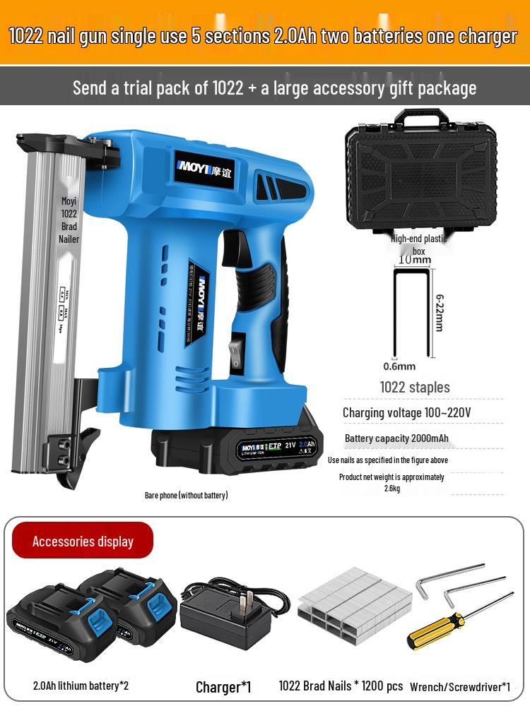 Rechargeable Electric Nail Gun, F30 Brad Nailer & Stapler, with Lithium Battery for Woodworking.