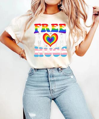 Maglietta Abbracci Gratis alla Mamma Genitore Orgoglioso Arcobaleno LGBT Regalo