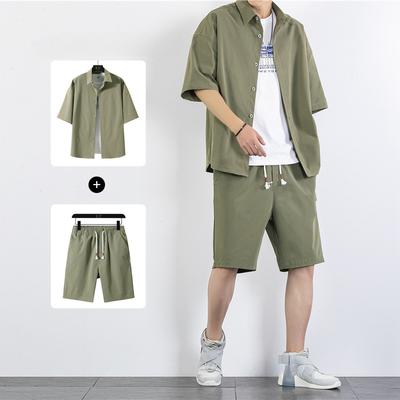 Men's Casual Suit Summer Thin Fashion Clothes Fashion Korean Style Shorts Short-sleeved Shirt Suit