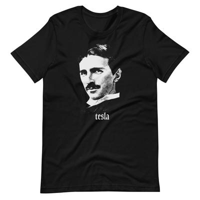 NIKOLA TESLA T-shirt Grafica Nera Manica Corta Unisex 100% Cotone Magliette Uomo Top