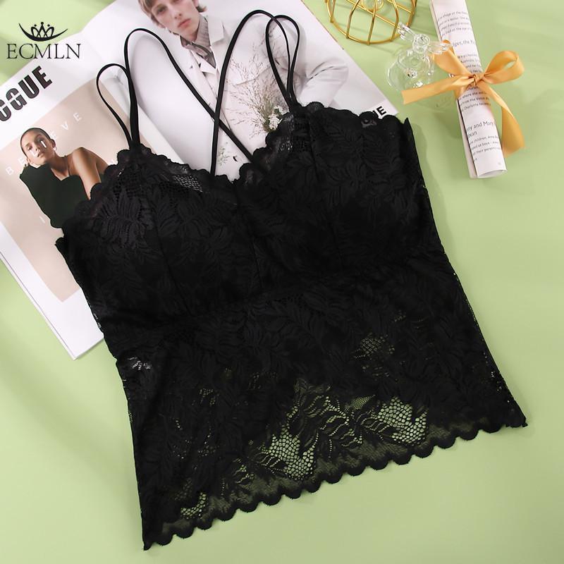 

Женское сексуальное нижнее белье майки красивая спинка на бретелях нижнее белье из кружева однотонное с защитой от засветки большого размера с обхватом груди 2XL чёрный