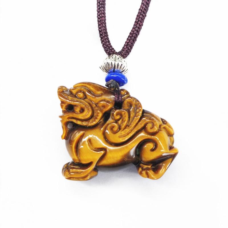 A-Grade Double-Sided Tiger Eye Flying Pixiu Unisex Pendant Necklace 512