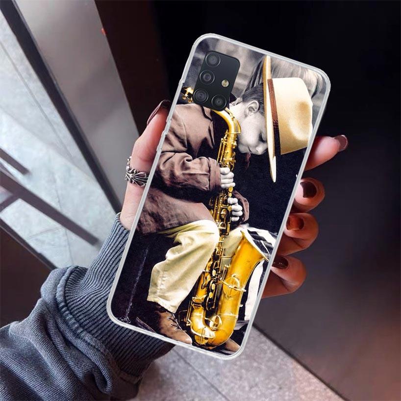 Music Saxophone Instrument Phone Case For Samsung Galaxy A52 A51 A50S A32 A22 A12 A02S A72 A71 A31 A70 A30S Note 20 Ultra 10 Plu