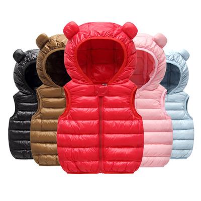 Kinder Oberbekleidung Jungen Mädchen Herbst Winter Warm Daunenweste Baumwollweste mit Ohren Kinderbekleidung Kapuzenjacke Westen