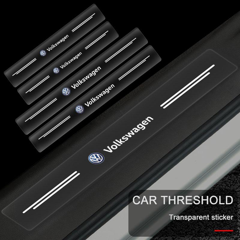 4ks Ochrana prahu auta Průhledný dekorativní odznak 3D samolepka Pro Volkswagen Tiguan Golf-4 5 6 7 MK6 B5 B6 B7 Jetta Lavida Polo Tiguan Passat