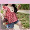 Adorable Girls Cotton Set Featuring Stylish Korean Design With Sweet Flare Sleeves And Shorts For Summer Fun