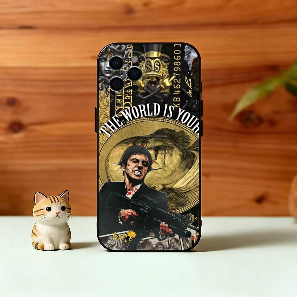 S-Scarface T-Tony Phone Case For iPhone 17,16,15,14,13,12,11 Plus,Pro Max,XS,Soft Silicone Black Cover
