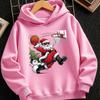 Santa Claus Playing Basketball – Trendy Casual Hoodies for Boys and Girls (Autumn/Winter), Suitable for Outdoor Activities
