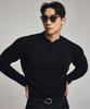 ASTROVE Cable Knit Henley Neck Muscle Fit T-Shirt Black