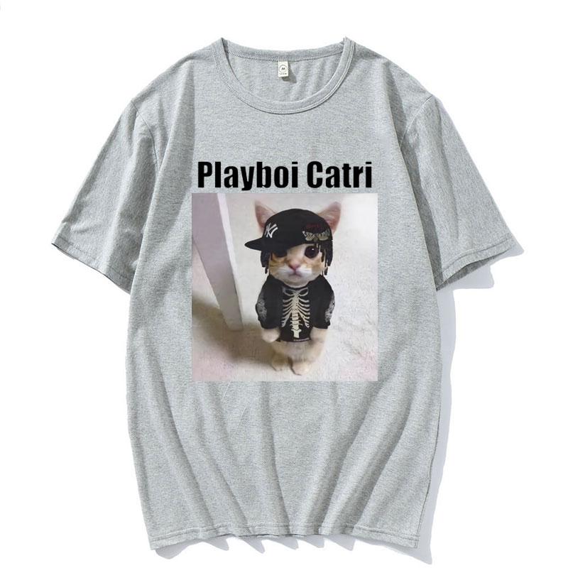 Playboi Carti Cute Cat Meme Funny Narcissist Opium Tshirt for Men Women Hip Hop Fashion T Shirt Casual Cotton Oversized Tshirts