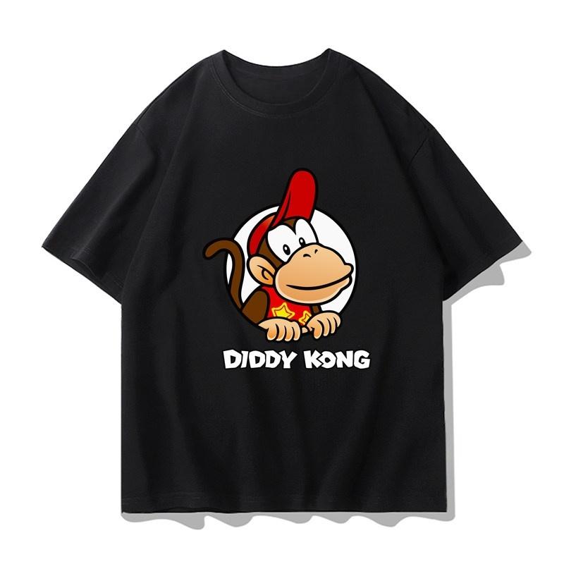 Super Mario Diddy Kong T-shirt Men Women Summer Cotton Y2K Clothing Fashion Breathable Anime Fans Short Sleeve Tops Streetwear 4XL